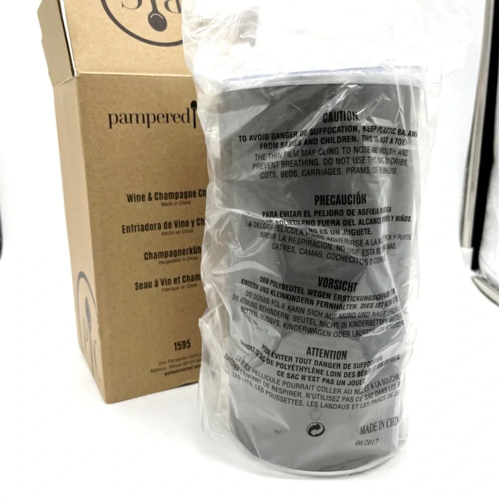 Pampered Chef 1595 Wine & Champagne‎ Chiller Insulated Cooler Server Brown